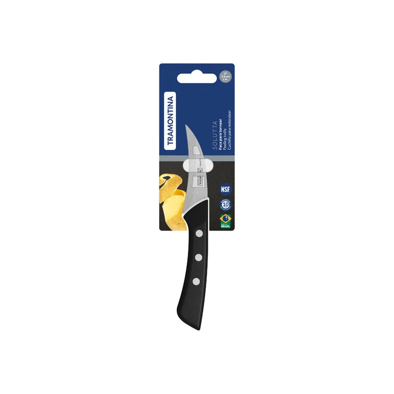 ترامونتينا Tramontina Solutta Peeling Knife with Stainless-Steel Blade and Black Polycarbonate y fibra de vidrio Handle 3"